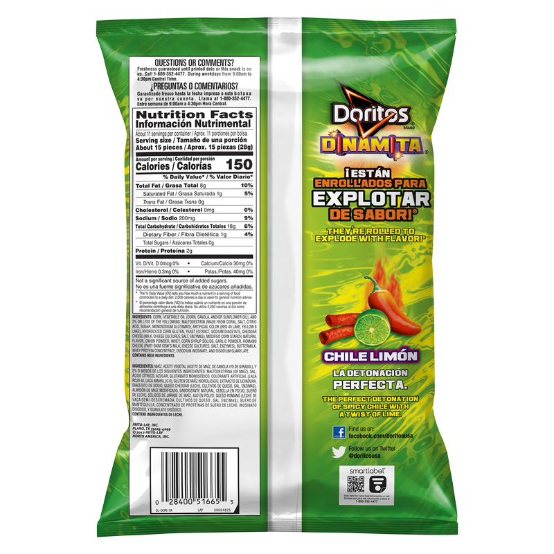 Doritos Dinamita Chile Limon Rolled Tortilla Chips 10.75oz