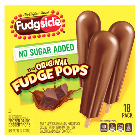 Popsicle Original Fudgsicle No Sugar Added Fudge Pops 18ct