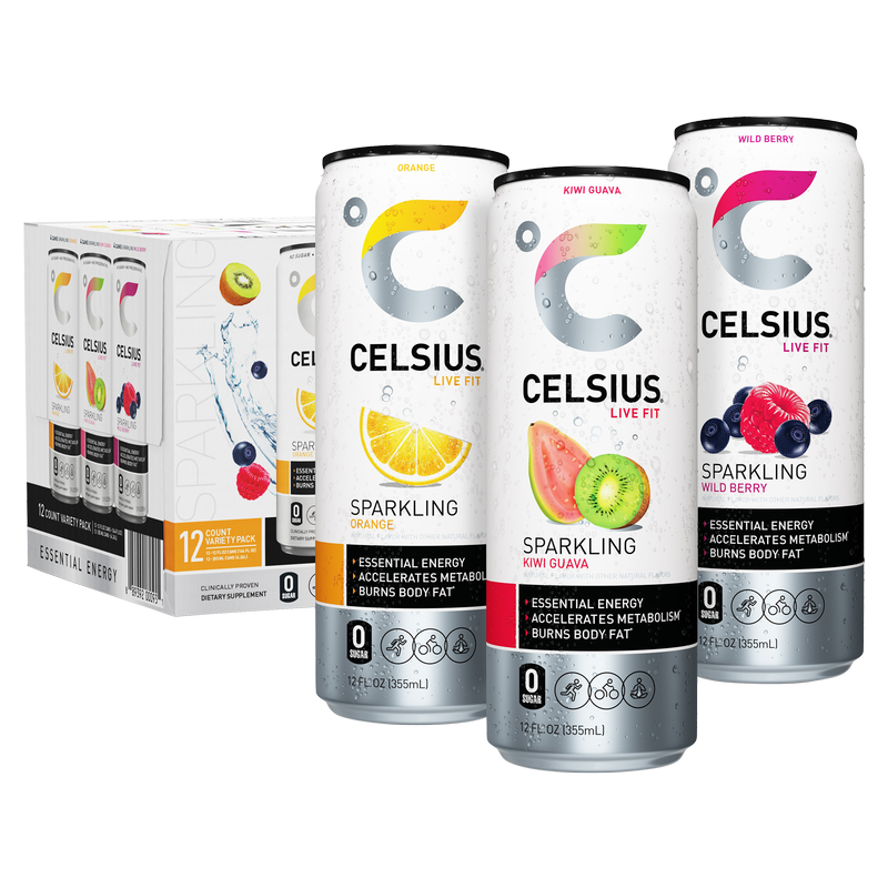 CELSIUS Sparkling Variety Pack, Essential Energy Drink 12pk 12oz Can