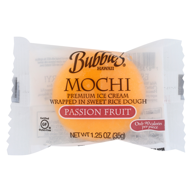 Bubbies Hawaii Passion Fruit Mochi Ice Cream Individually Wrapped 1ct