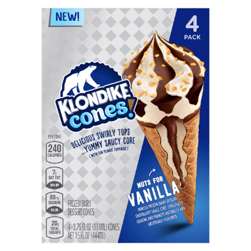 Klondike Classic Vanilla Ice Cream Cone 4ct