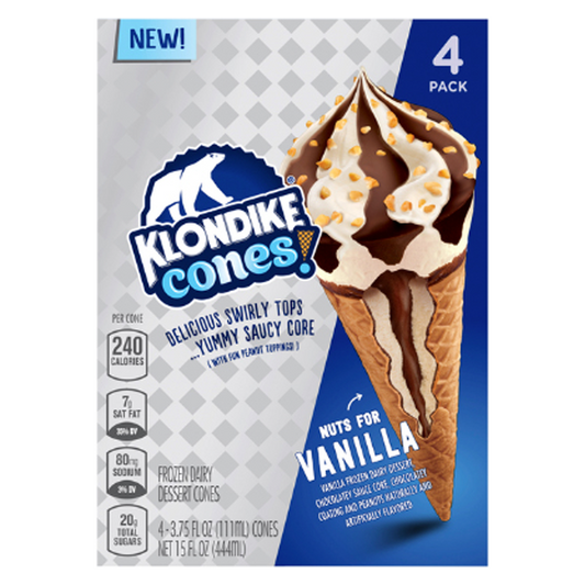 Klondike Classic Vanilla Ice Cream Cone 4ct