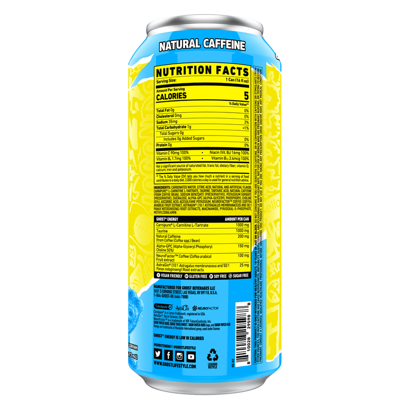 GHOST® Energy Sour Patch Kids Blue Raspberry 16oz Can