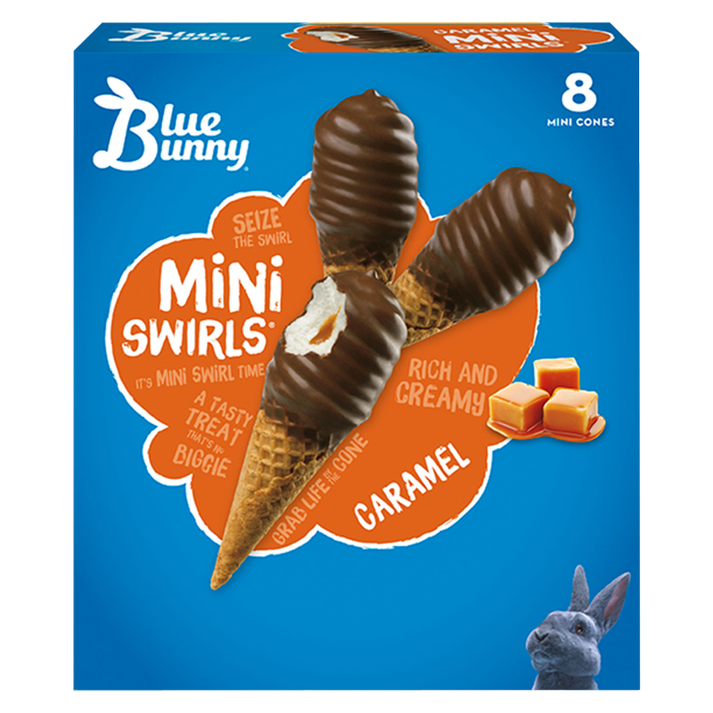 Blue Bunny Caramel Mini Swirls Dipped Cones 8ct