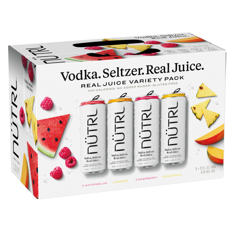 NUTRL Real Juice Vodka Hard Seltzer Variety Pack 8pk 12oz Cans 4.5% ABV