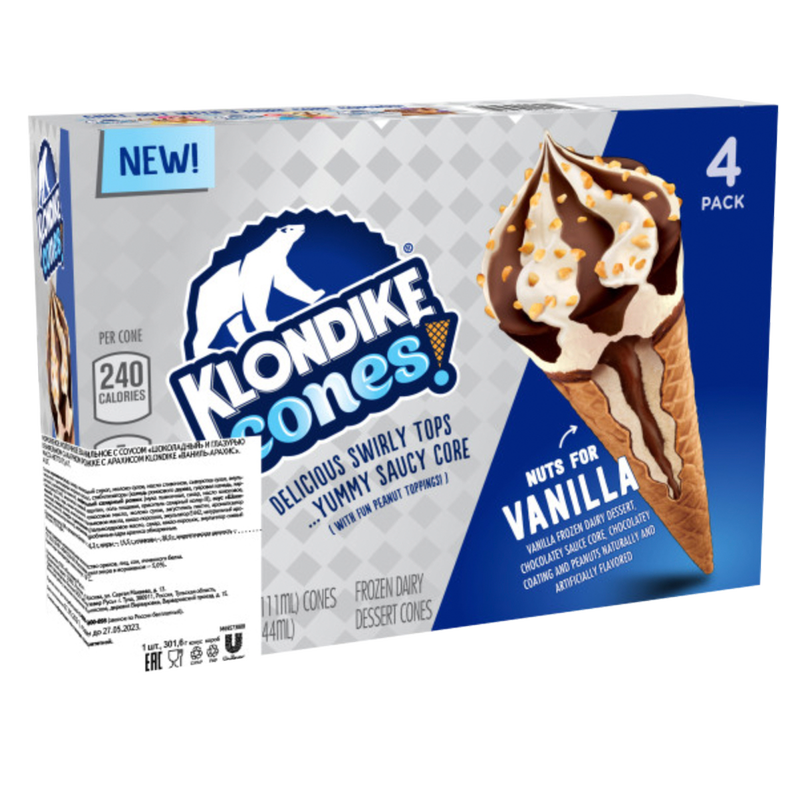 Klondike Classic Vanilla Ice Cream Cone 4ct