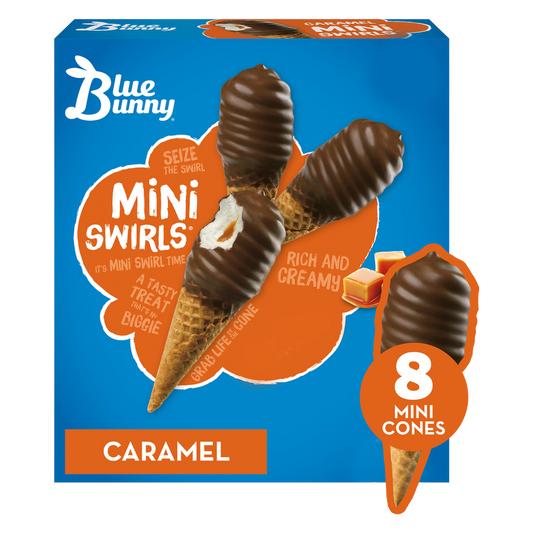 Blue Bunny Caramel Mini Swirls Dipped Cones 8ct