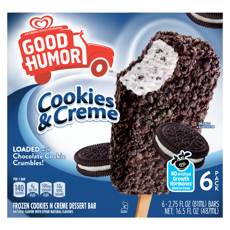 Good Humor Cookies & Creme Loaded Frozen Dessert Bars 6ct