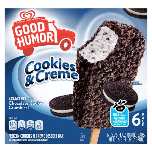 Good Humor Cookies & Creme Loaded Frozen Dessert Bars 6ct