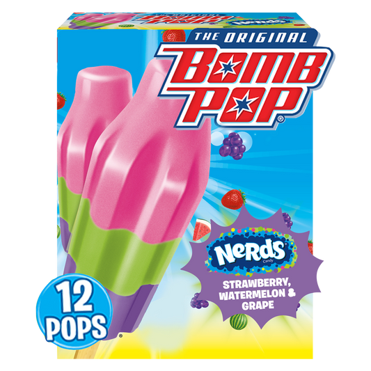 Bomb Pop Nerds Candy Strawberry, Watermelon & Grape Ice Pop 12ct