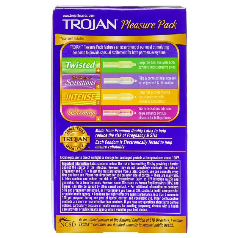 Trojan Pleasure Pack Lubricated Condoms 12ct