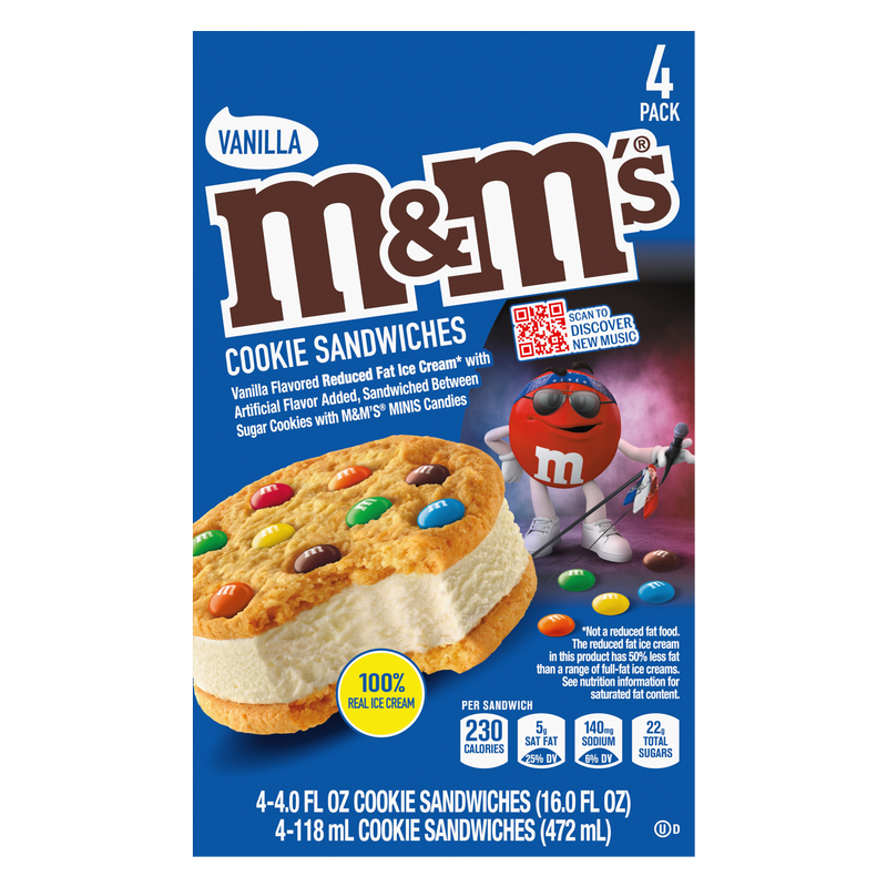 M&M's Vanilla Ice Cream Cookie Sandwiches 4ct