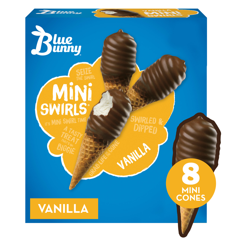 Blue Bunny Vanilla Mini Swirls Dipped Cones 8ct