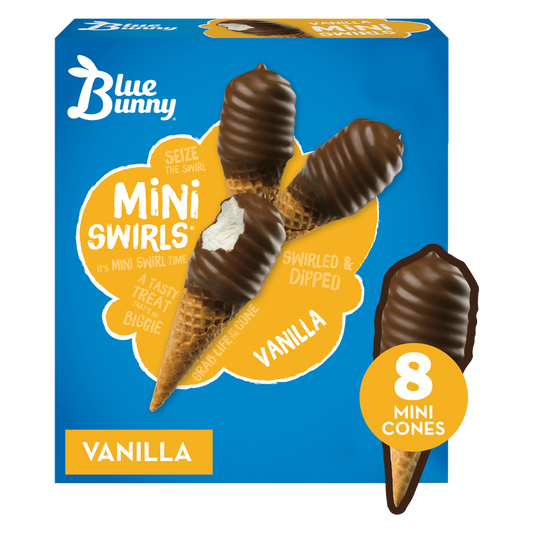 Blue Bunny Vanilla Mini Swirls Dipped Cones 8ct