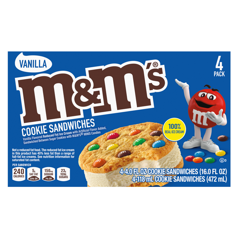 M&M's Vanilla Ice Cream Cookie Sandwiches 4ct