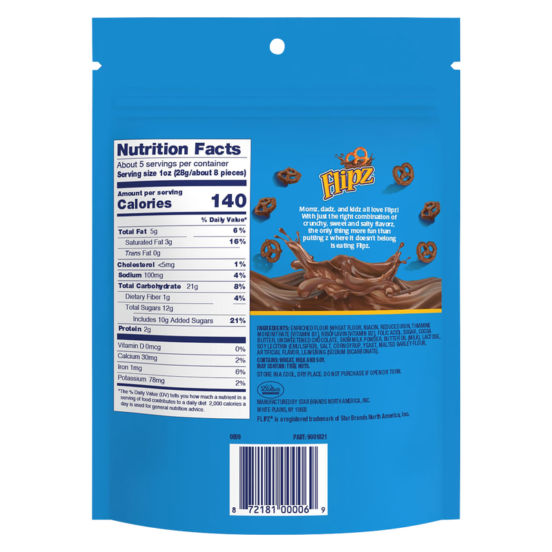 Flipz Milk Chocolate Pretzels 5oz