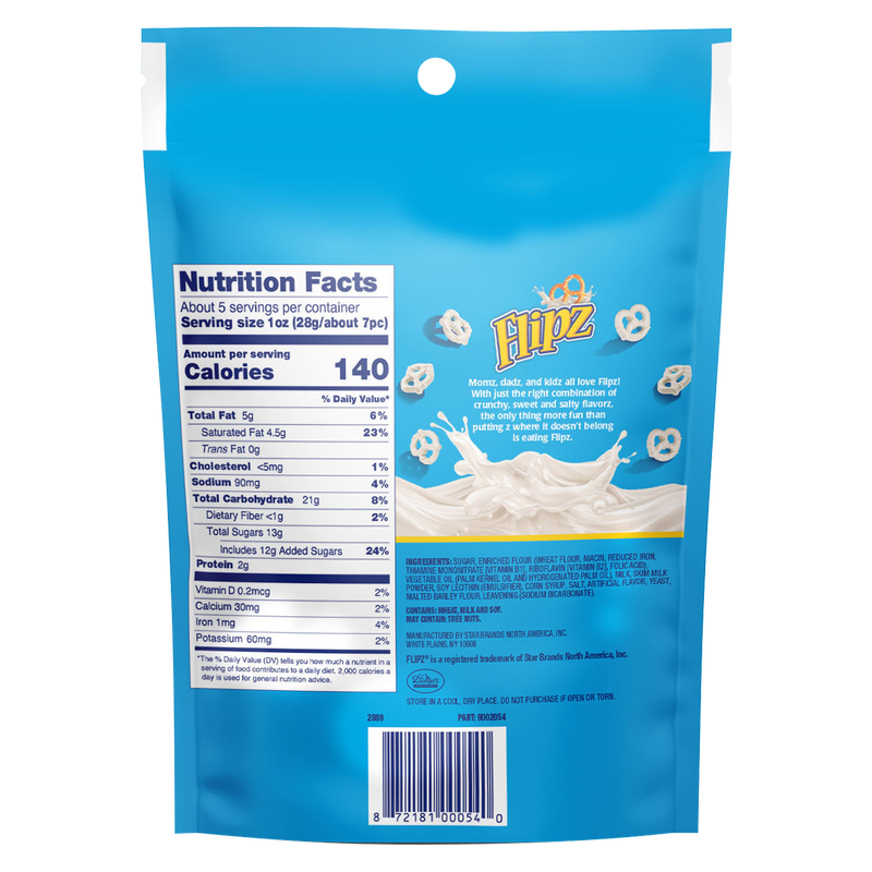 Flipz White Fudge Covered Pretzels 5oz