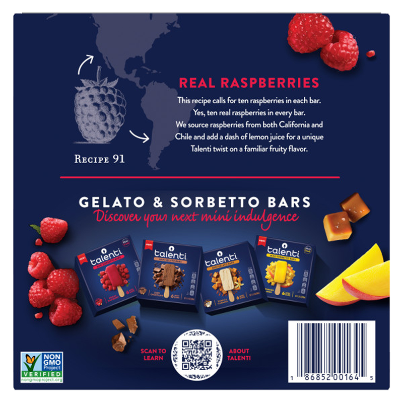 Talenti Roman Raspberry Mini Sorbetto Bars 6ct