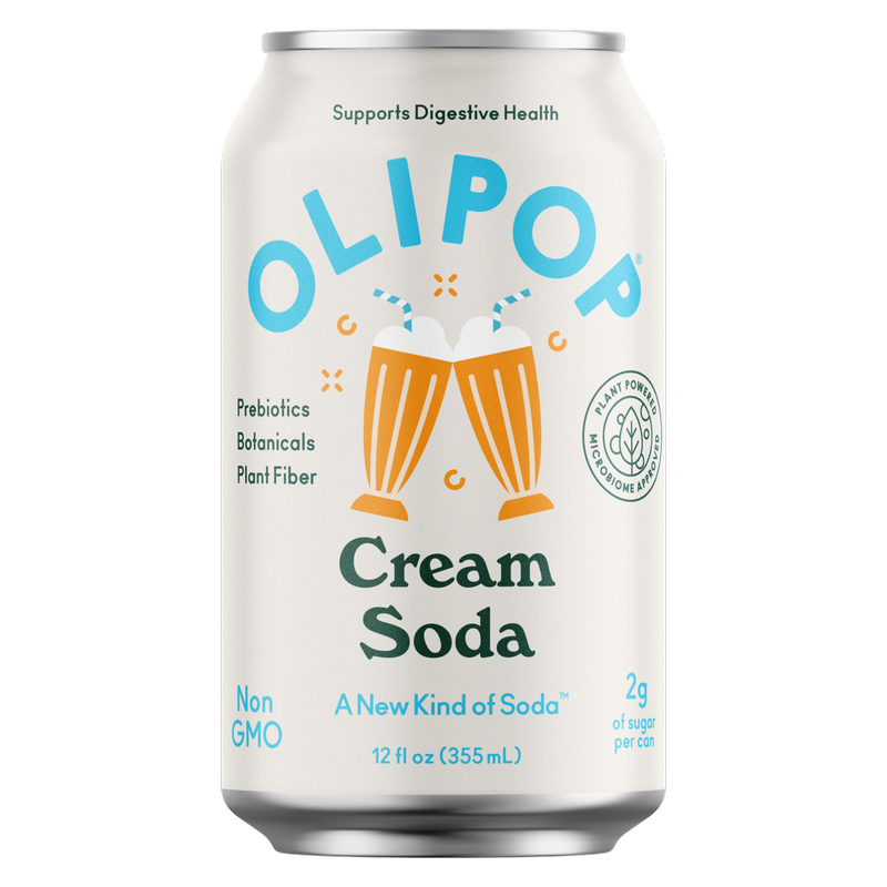 OLIPOP Prebiotic Soda, Cream Soda, 12 Oz Can