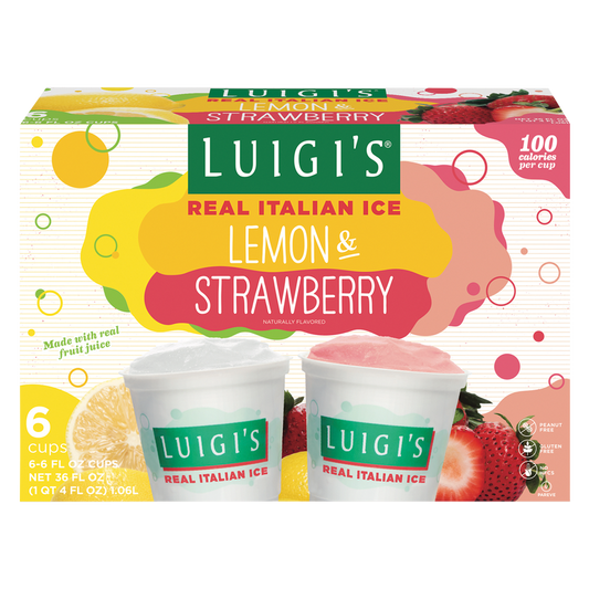 Luigi's Frozen Real Italian Ice Lemon & Strawberry 6ct