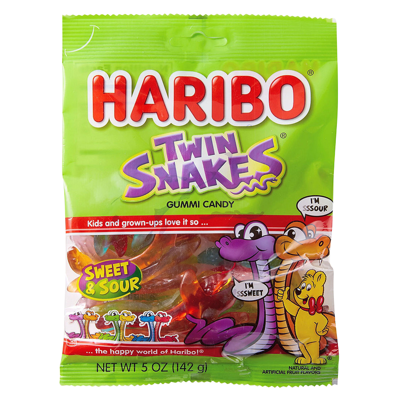 Haribo Sweet & Sour Twin Snakes Gummi Candy 5oz