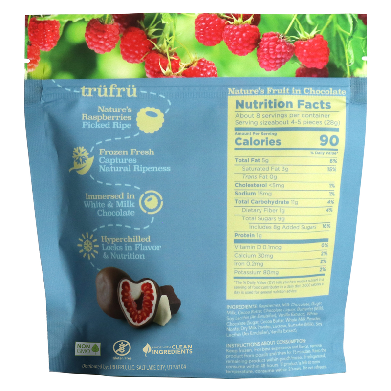 Tru Fru Natures Raspberries Hyper Chilled in White & Milk Chocolate