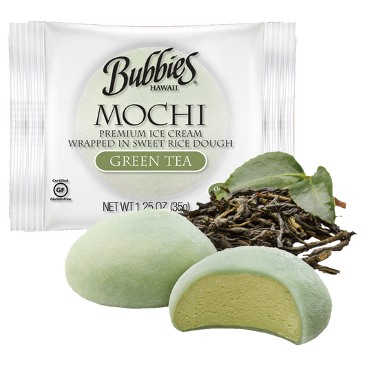 Bubbies Hawaii Green Tea Mochi Ice Cream Individually Wrapped 1ct