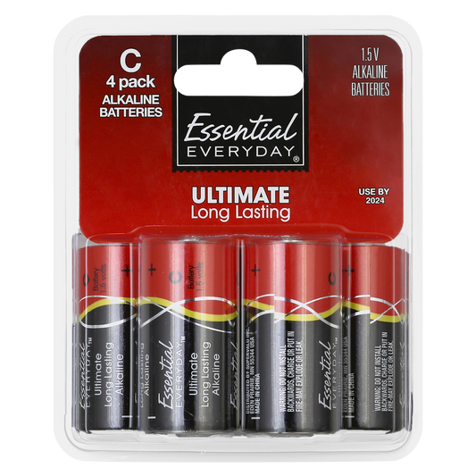 Essential Everyday C Alkaline Batteries 4ct