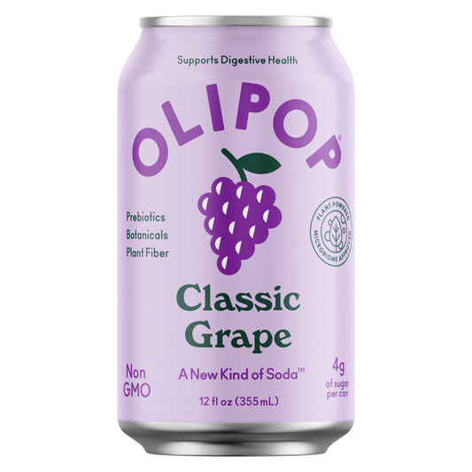 OLIPOP Prebiotic Soda, Grape Soda, 12 Oz Can