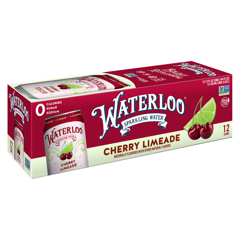 Waterloo Sparkling Cherry Limeade Water 12pk 12oz Can