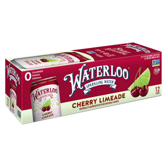 Waterloo Sparkling Cherry Limeade Water 12pk 12oz Can