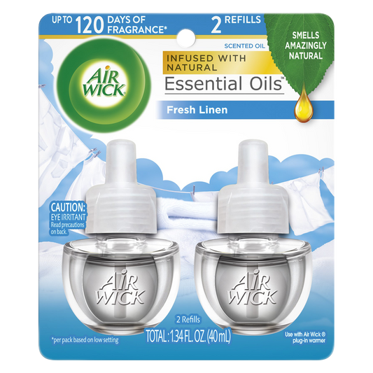 Air Wick Essential Oils Fresh Linen Scented Oil Twin Refill .67oz