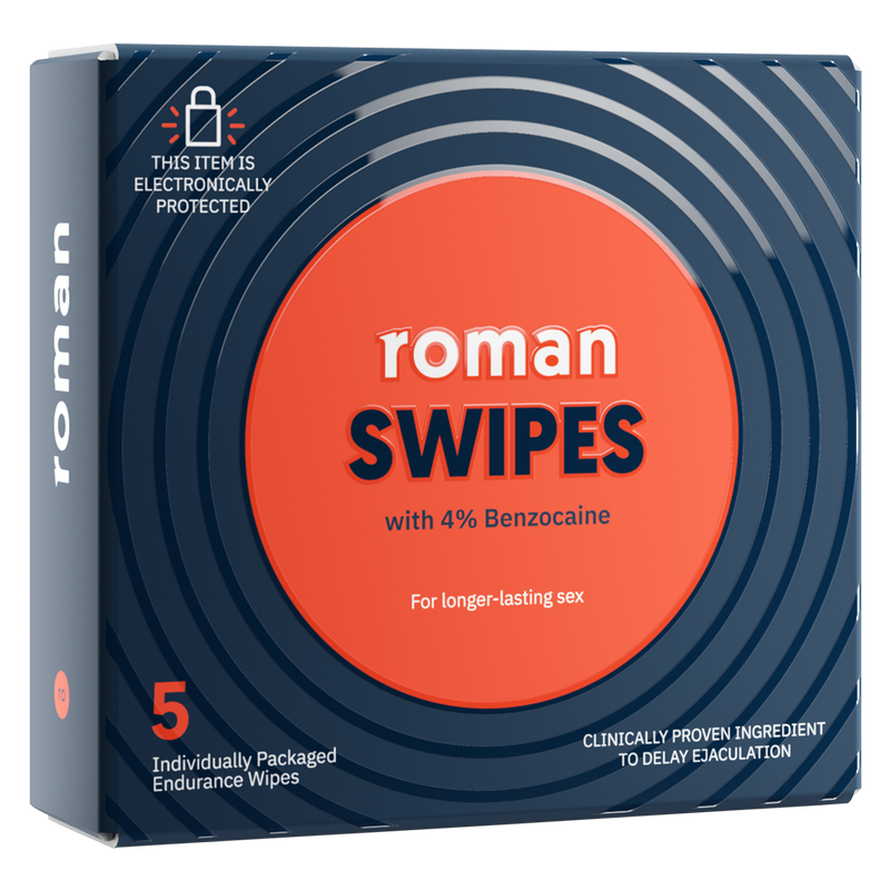 Roman Swipes 4% Male Desensitizing Benzocaine Wipes 5pk