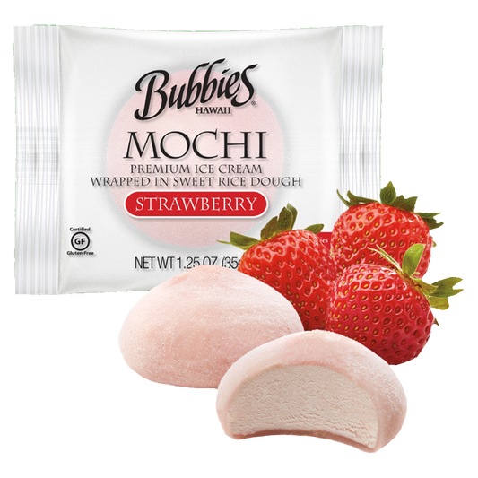 Bubbies Hawaii Strawberry Mochi Ice Cream Individually Wrapped 1ct