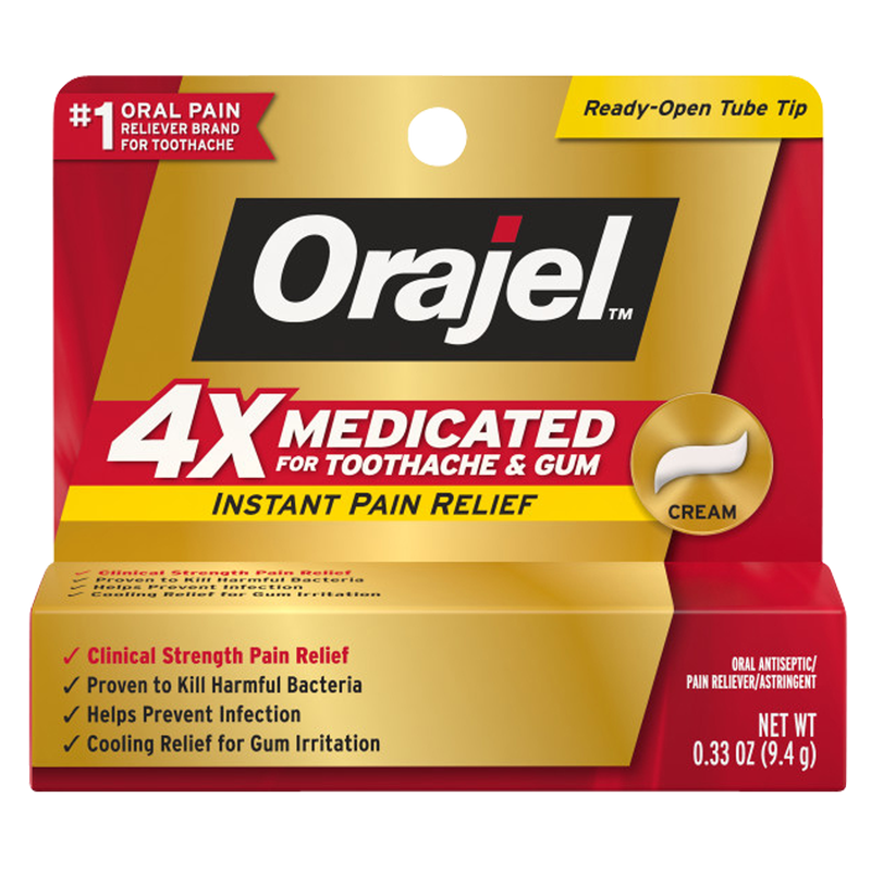 Orajel 4X for Toothache Gum Pain: Severe Cream Tube 0.33oz