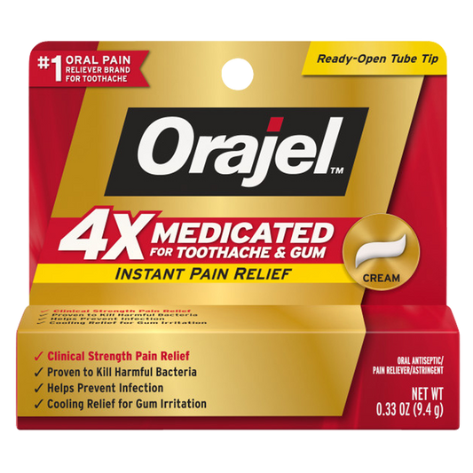 Orajel 4X for Toothache Gum Pain: Severe Cream Tube 0.33oz